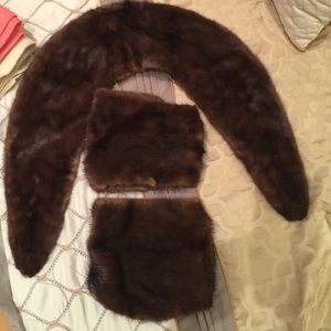 Real mink cuffs and neck trim